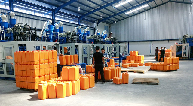 Multiple sets of Multilayer Jerry Can Blow Molding machines successfully installed and running for customer in Malaysia.